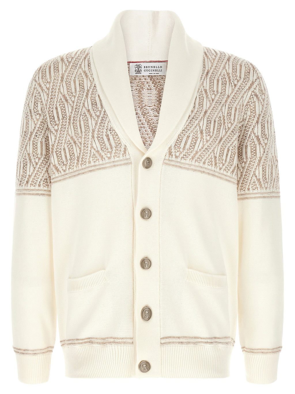 Brunello Cucinelli Braided Jacquard Shoulders Cardigan