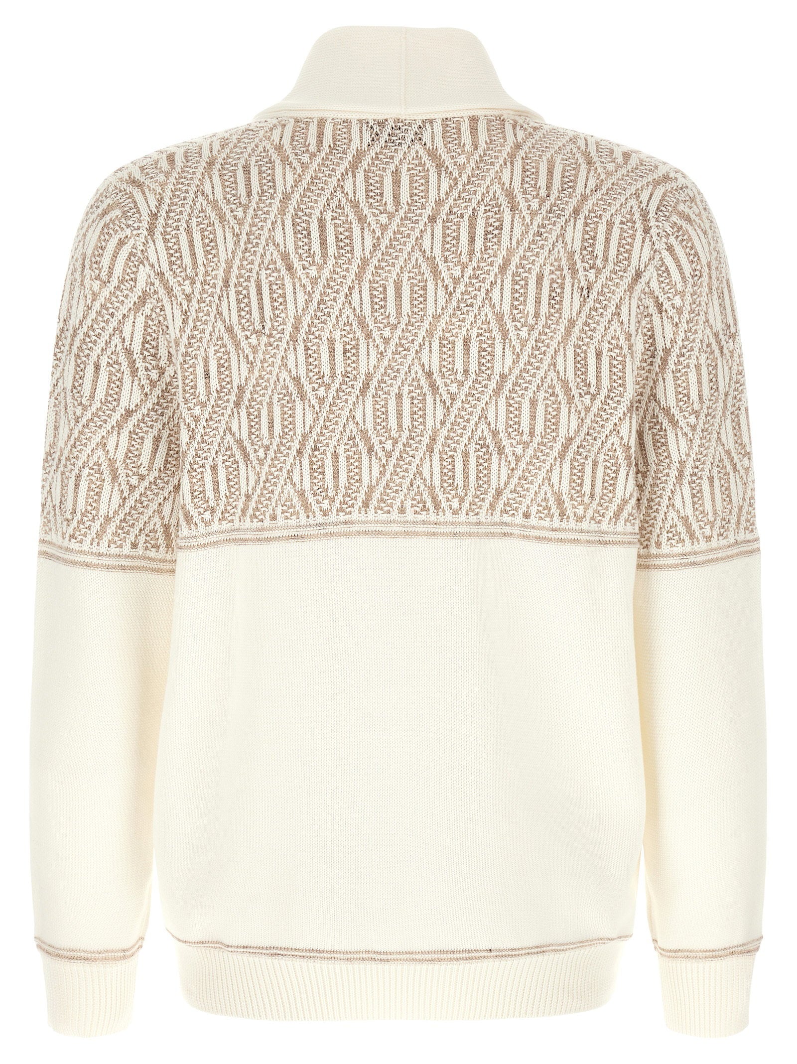 Brunello Cucinelli Braided Jacquard Shoulders Cardigan