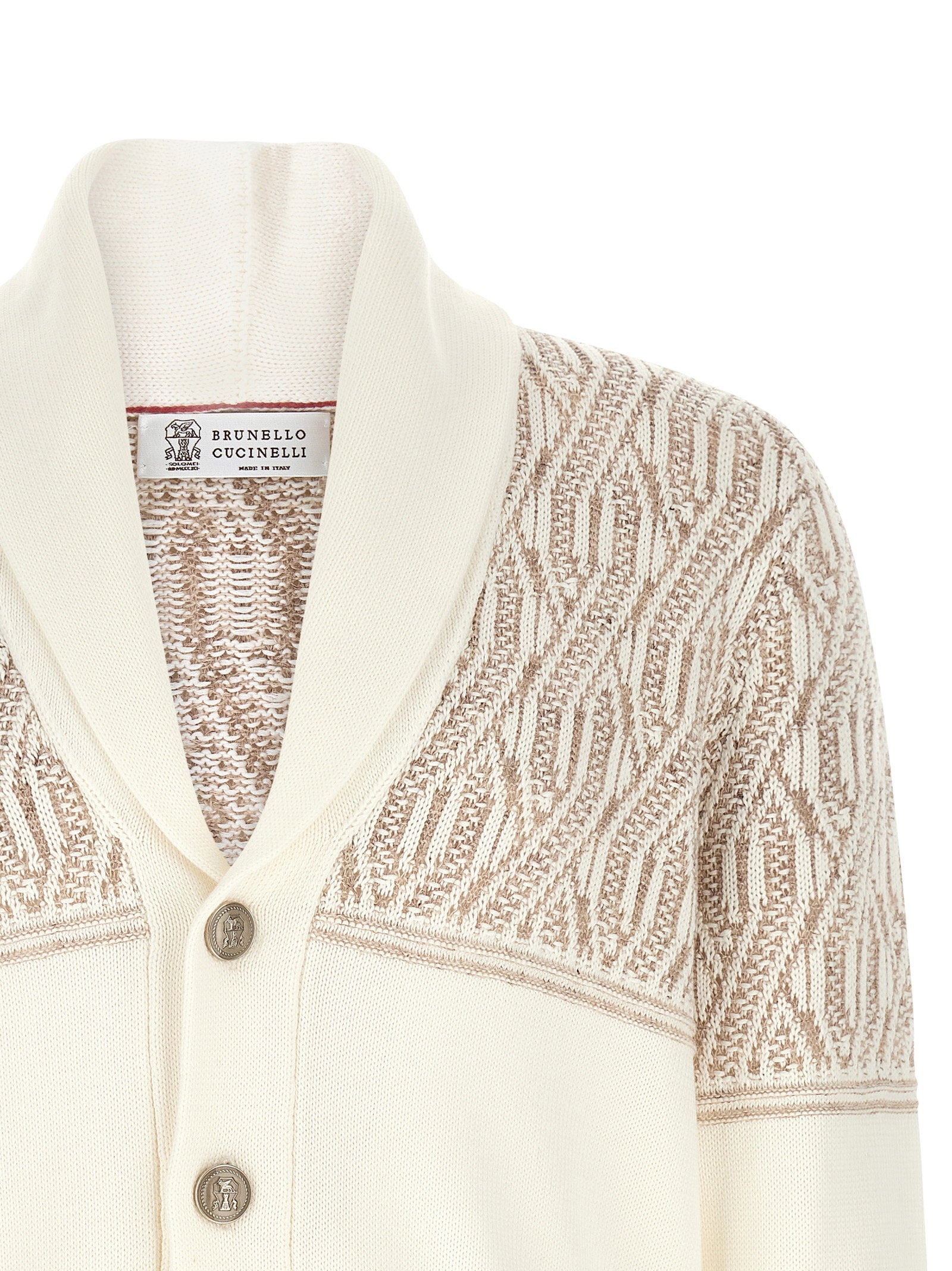 Brunello Cucinelli Braided Jacquard Shoulders Cardigan