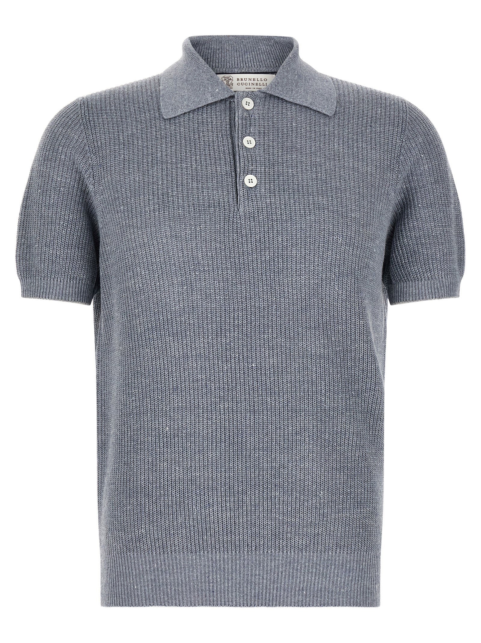 Brunello Cucinelli English Half-ribbed Polo Shirt