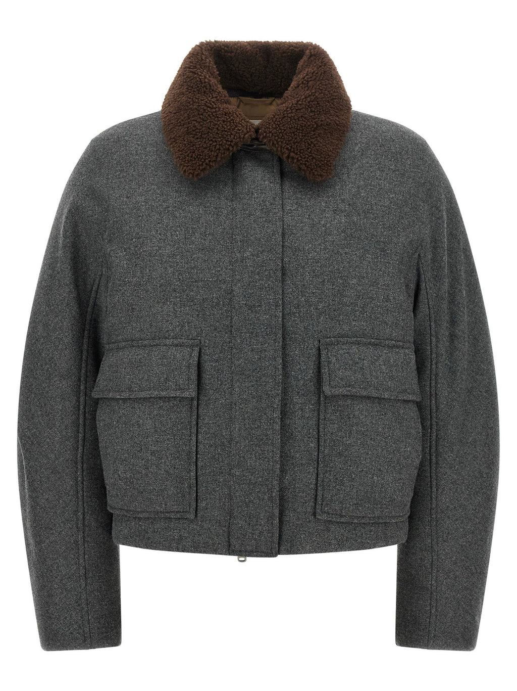 Brunello Cucinelli Shearling Collar Cropped Jacket