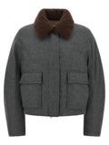 Brunello Cucinelli Shearling Collar Cropped Jacket
