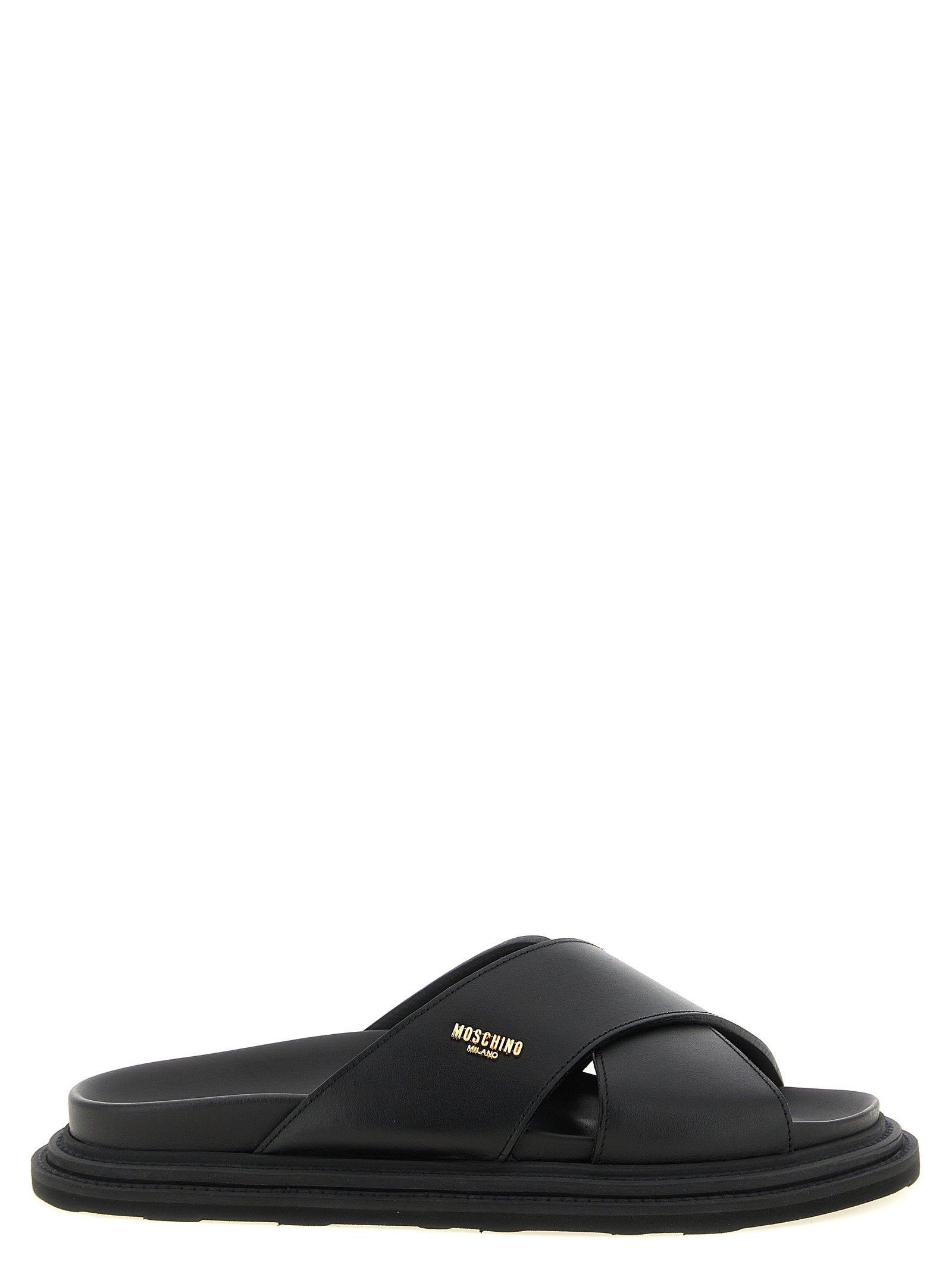 Moschino Leather Sabots With Logo