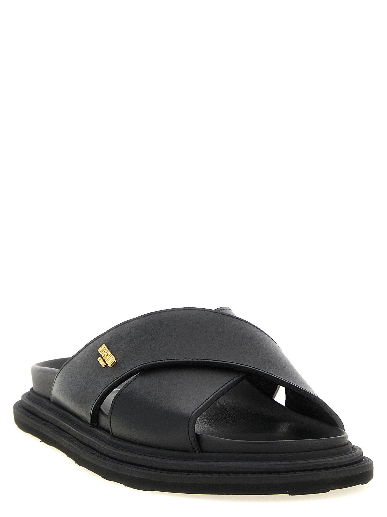 Moschino Leather Sabots With Logo
