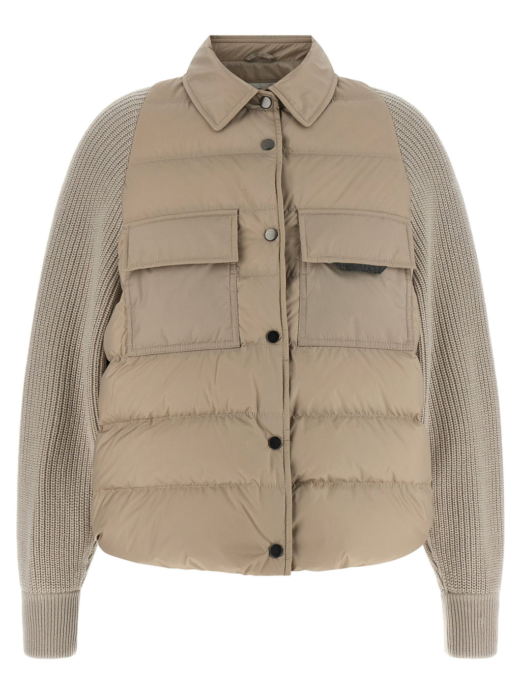 Brunello Cucinelli Shiny Flap Detail Down Jacket