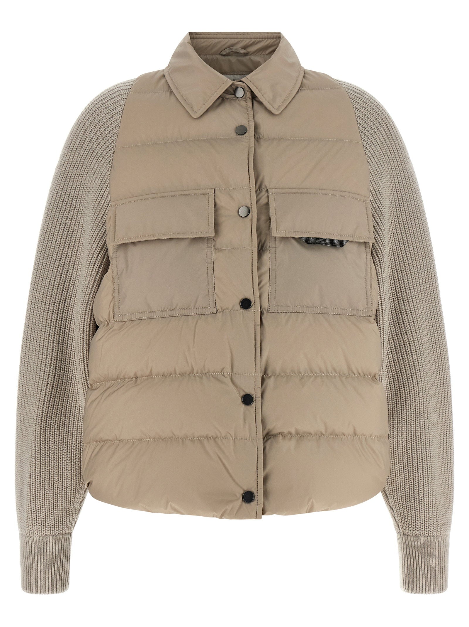 Brunello Cucinelli Shiny Flap Detail Down Jacket