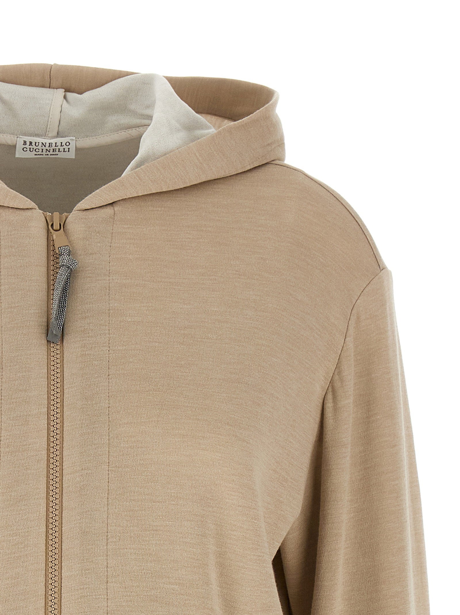 Brunello Cucinelli Precious Zipper Pull Hoodie