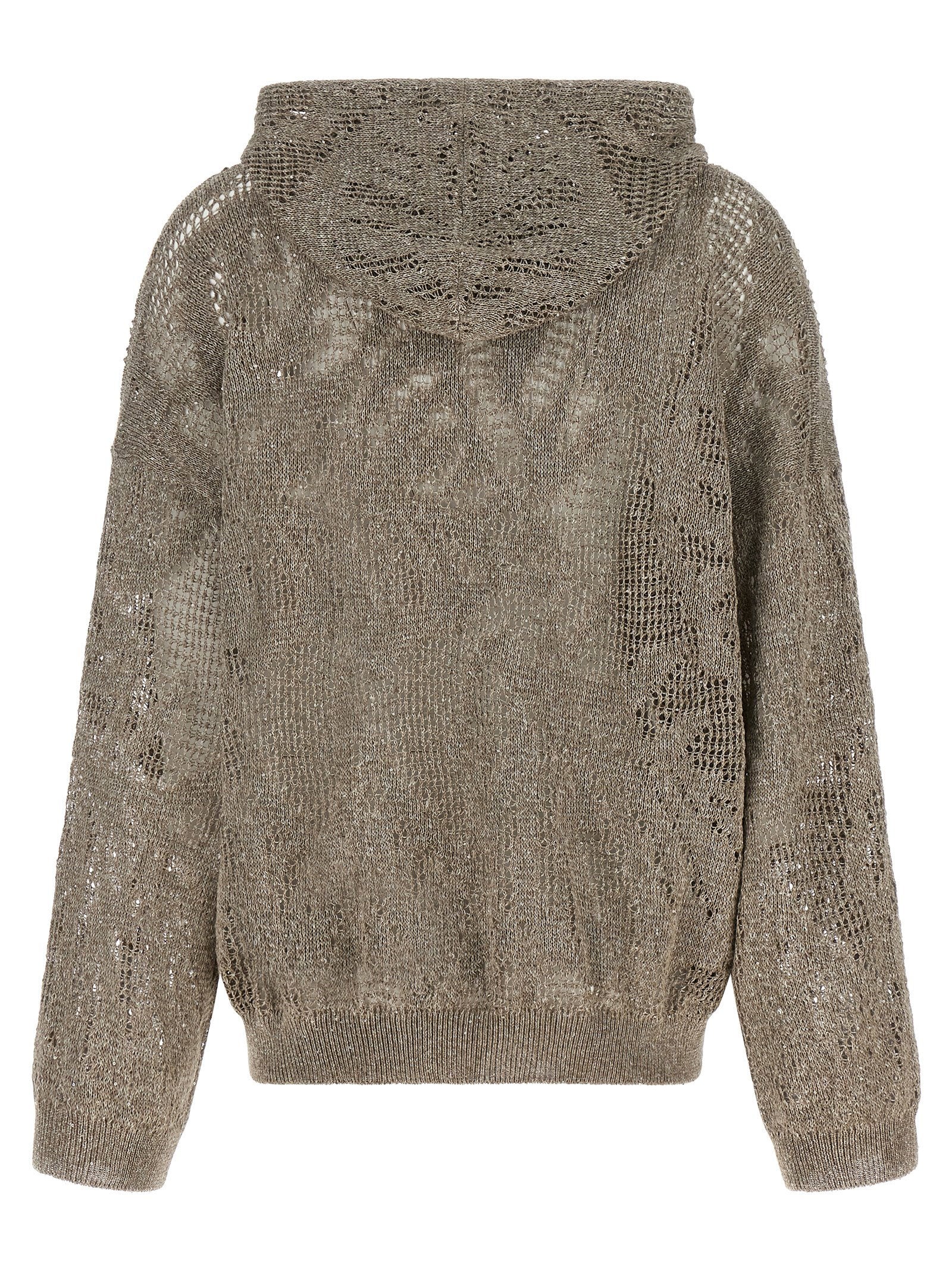 Brunello Cucinelli Openwork Hooded Sweater