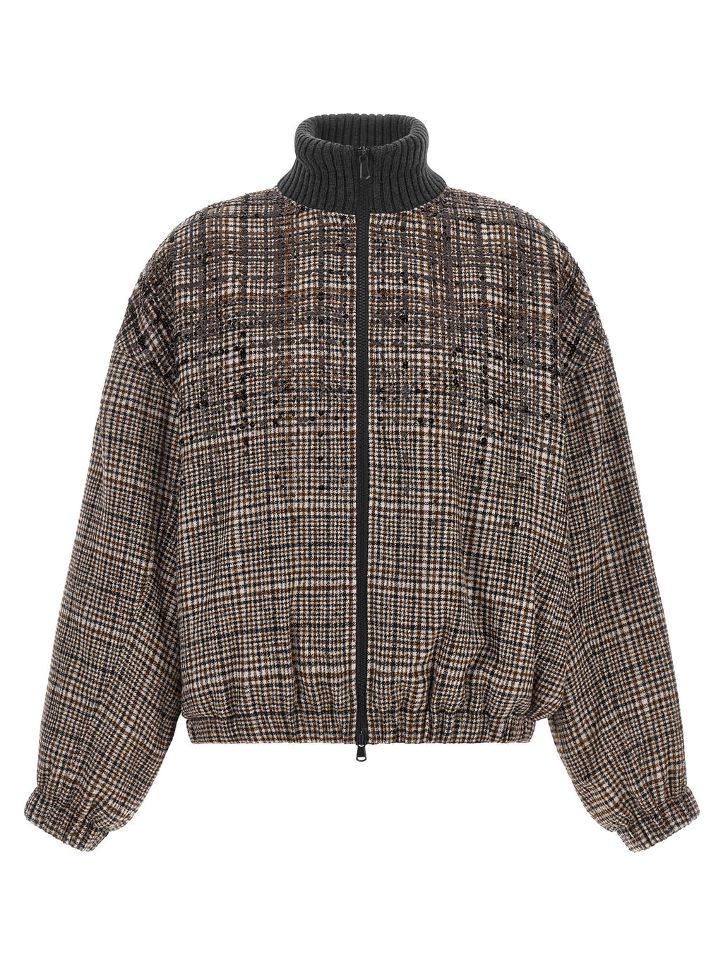 Brunello Cucinelli Sequin Check Bomber Jacket