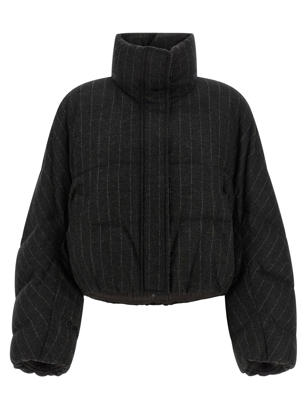 Brunello Cucinelli Micro Sequin Pinstriped Crop Down Jacket