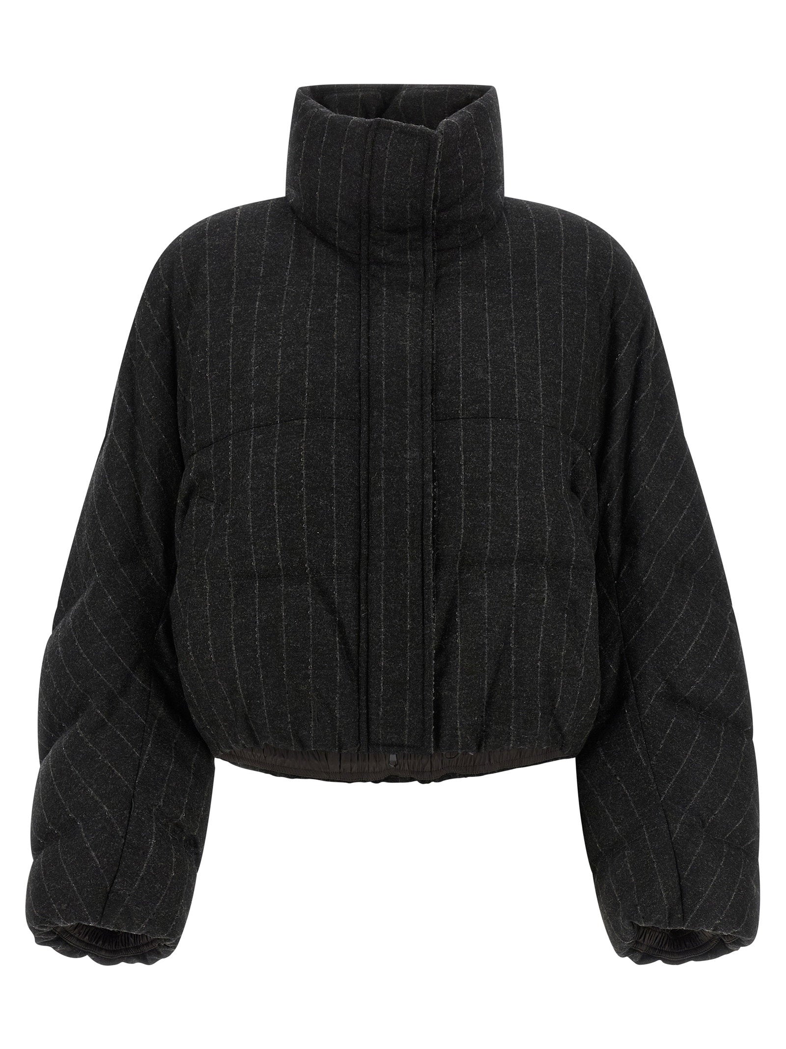 Brunello Cucinelli Micro Sequin Pinstriped Crop Down Jacket