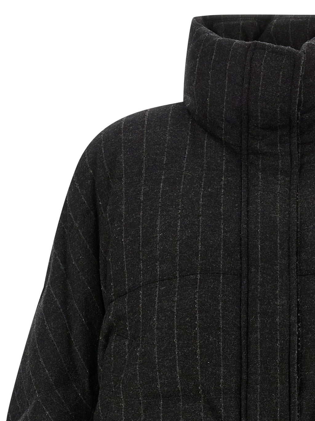 Brunello Cucinelli Micro Sequin Pinstriped Crop Down Jacket