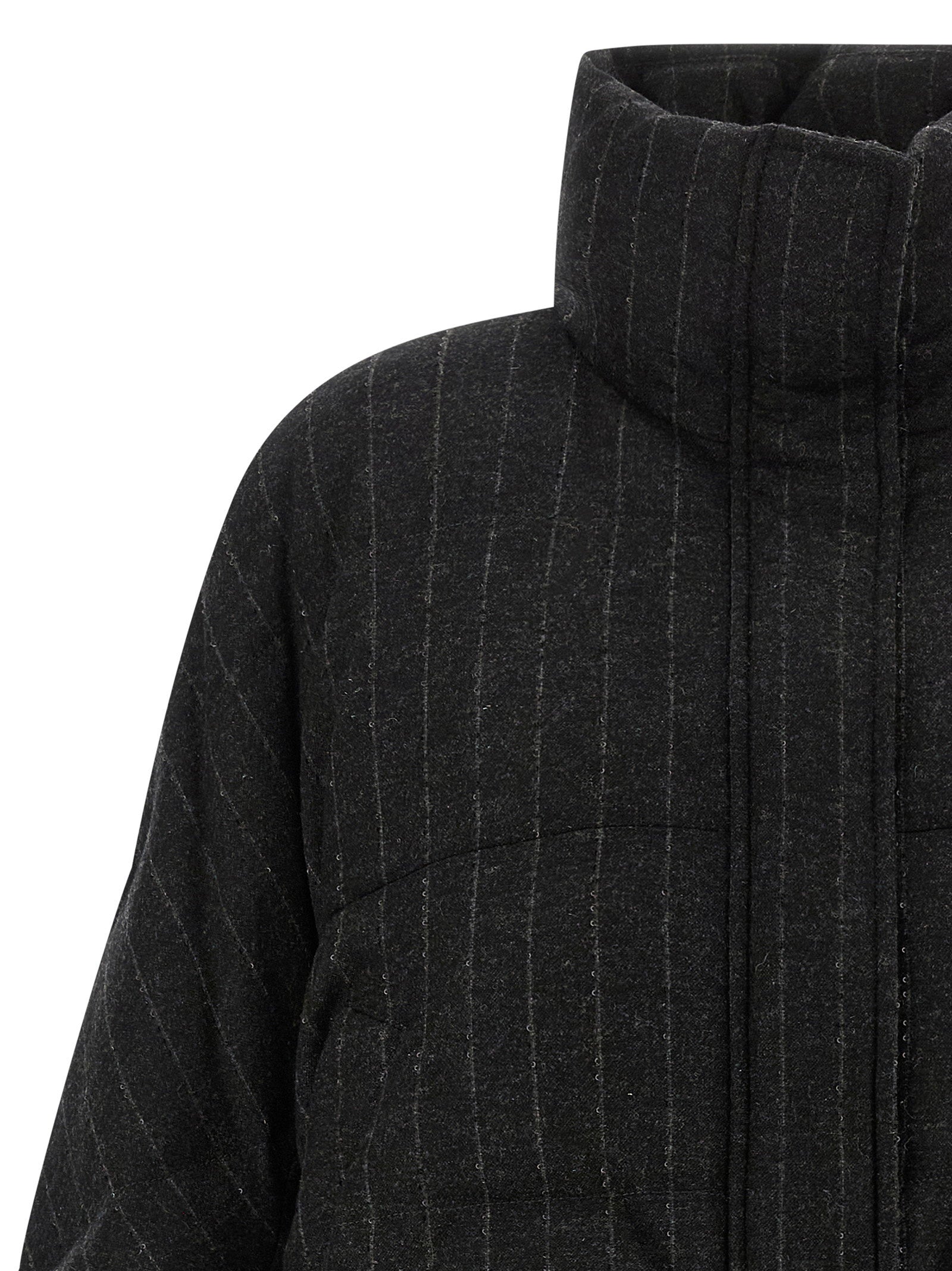 Brunello Cucinelli Micro Sequin Pinstriped Crop Down Jacket
