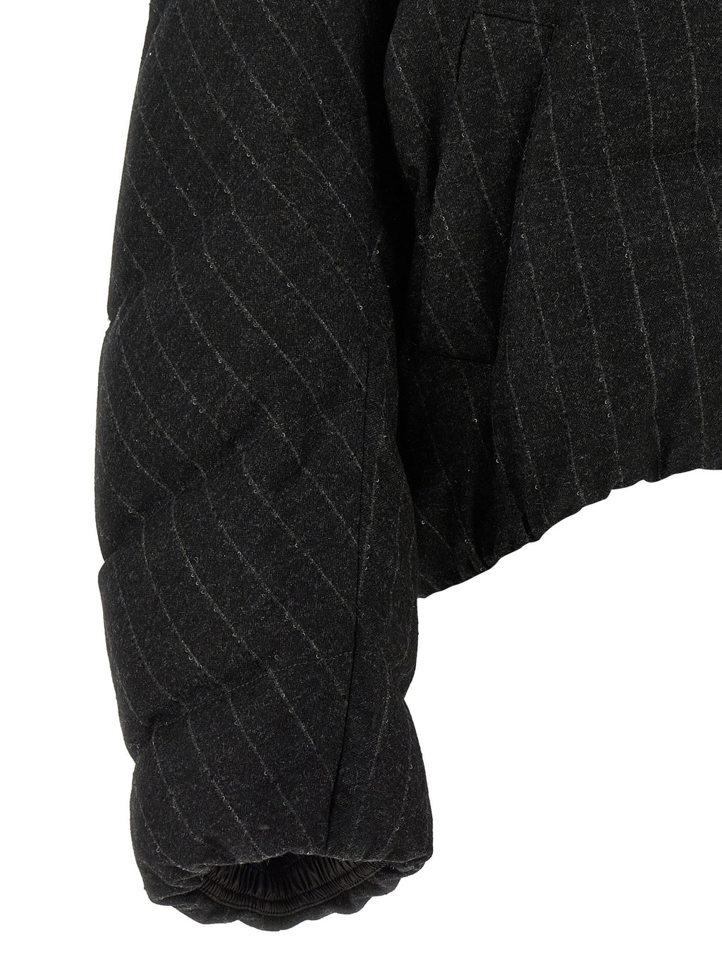 Brunello Cucinelli Micro Sequin Pinstriped Crop Down Jacket