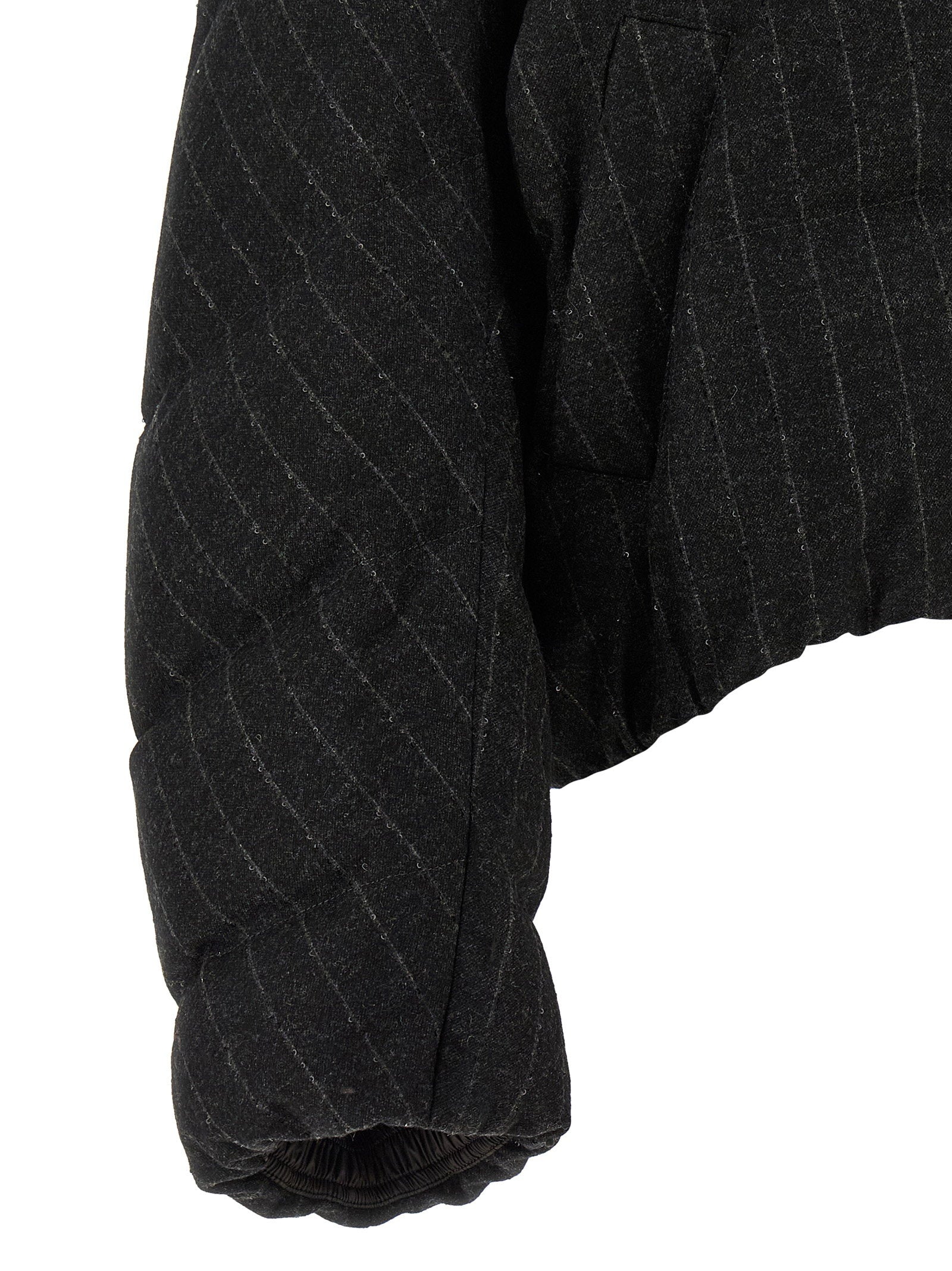 Brunello Cucinelli Micro Sequin Pinstriped Crop Down Jacket