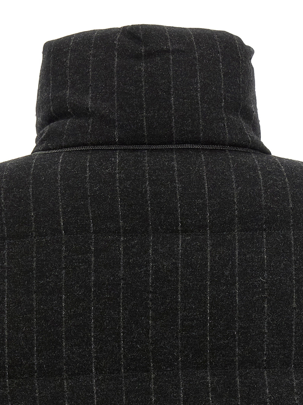 Brunello Cucinelli Micro Sequin Pinstriped Crop Down Jacket