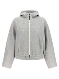 Brunello Cucinelli Shiny Zipper Pull Cropped Hoodie