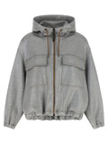 Brunello Cucinelli Shiny Zipper Pull Bomber Jacket