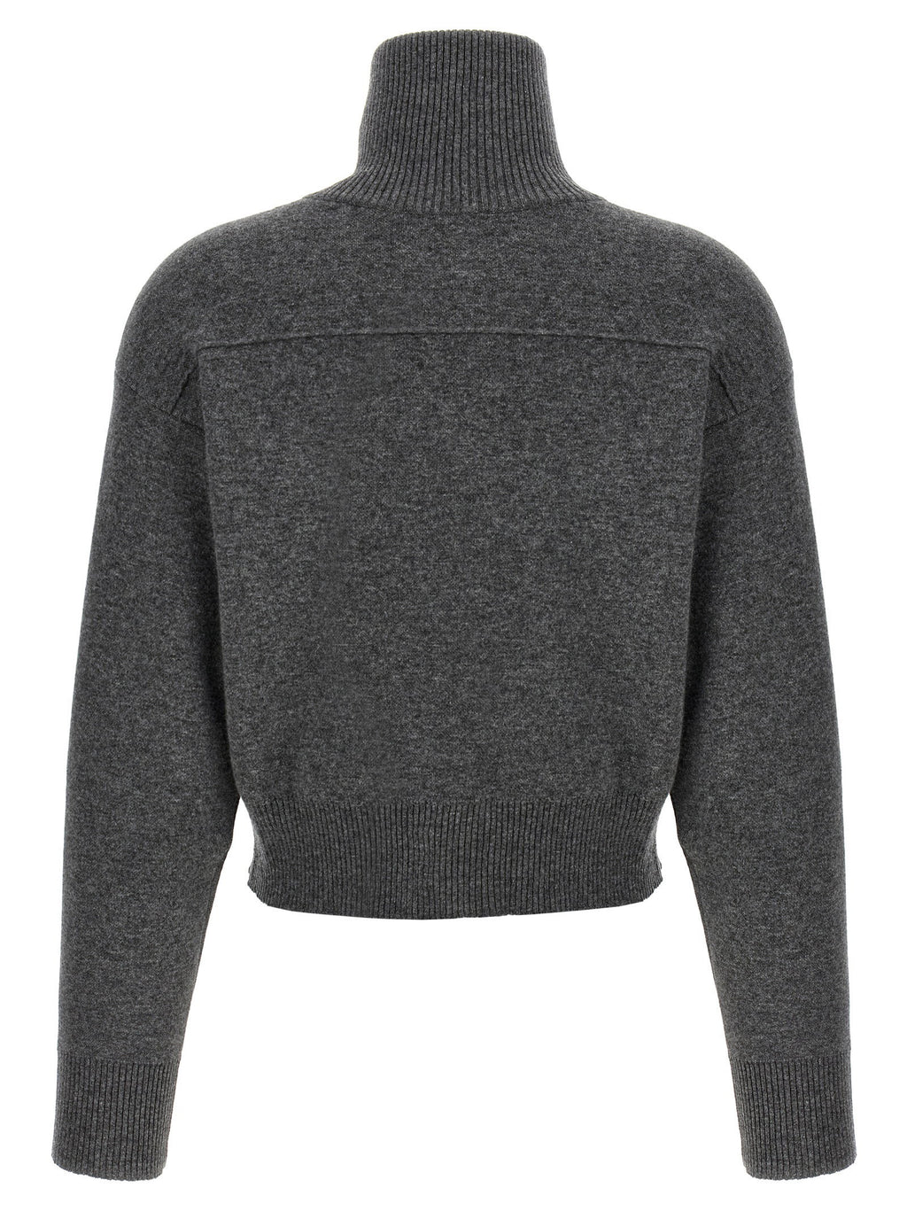 Brunello Cucinelli Shiny Zipper Pull Wool Cardigan