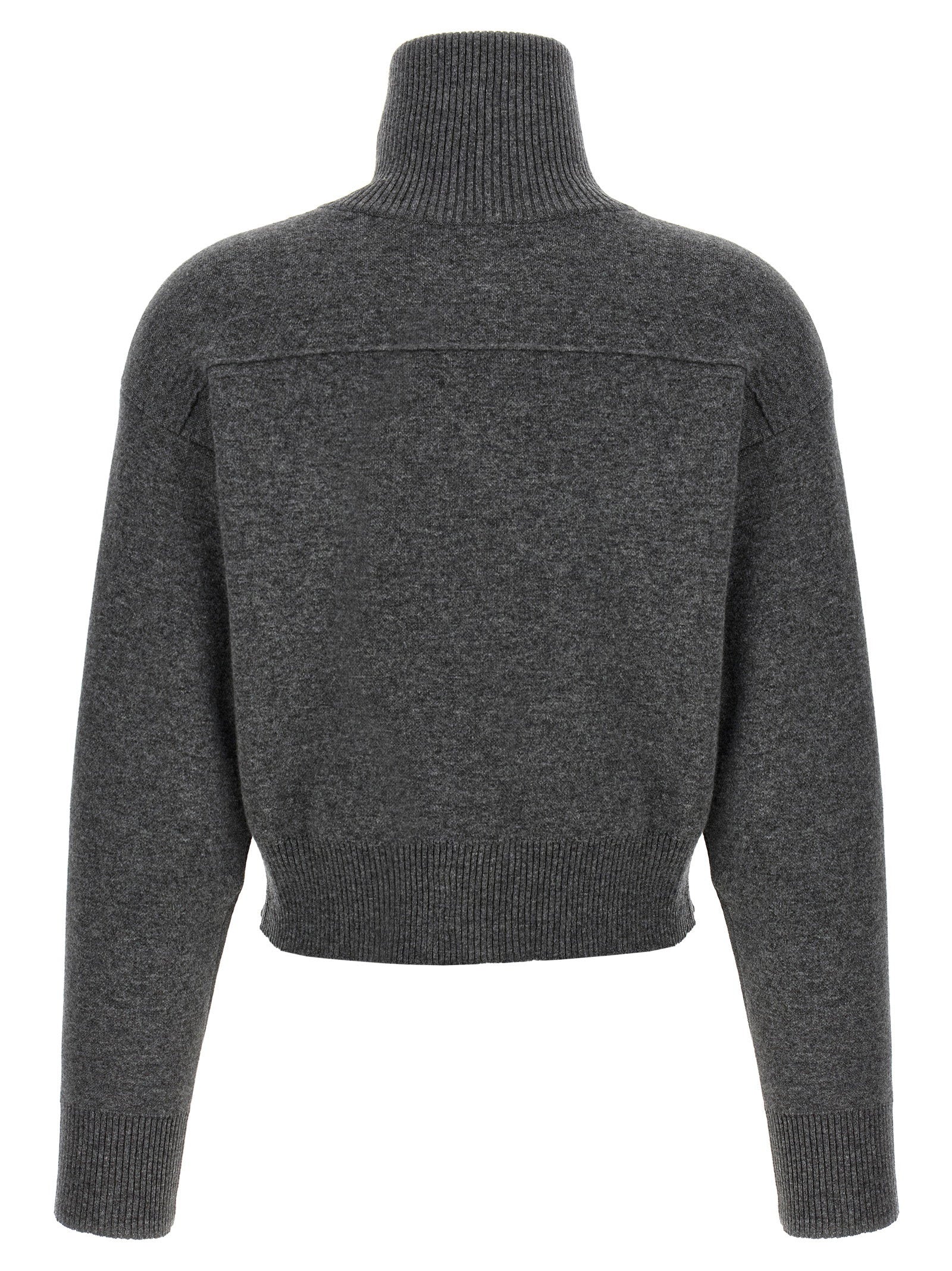 Brunello Cucinelli Shiny Zipper Pull Wool Cardigan