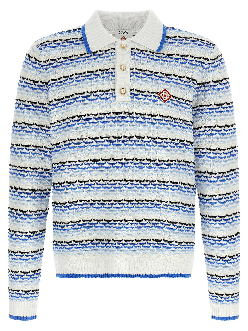 Casablanca Tuck Stitch Long Sleeve Polo Shirt