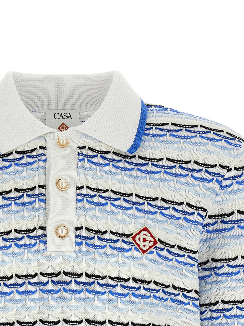Casablanca Tuck Stitch Long Sleeve Polo Shirt