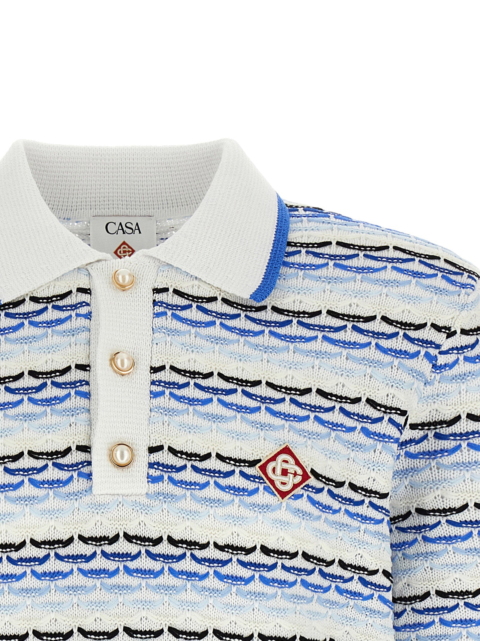 Casablanca Tuck Stitch Long Sleeve Polo Shirt