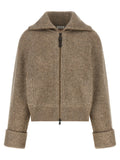 Brunello Cucinelli Shiny Zipper Pull Cardigan