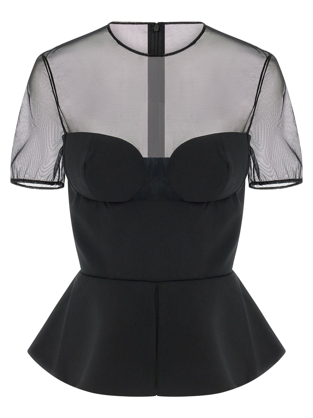 Nensi Dojaka Tailored Bustier With Sheer Neckline Top