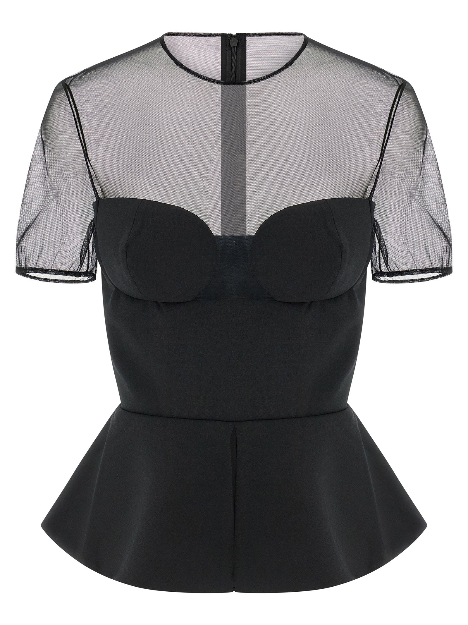 Nensi Dojaka Tailored Bustier With Sheer Neckline Top