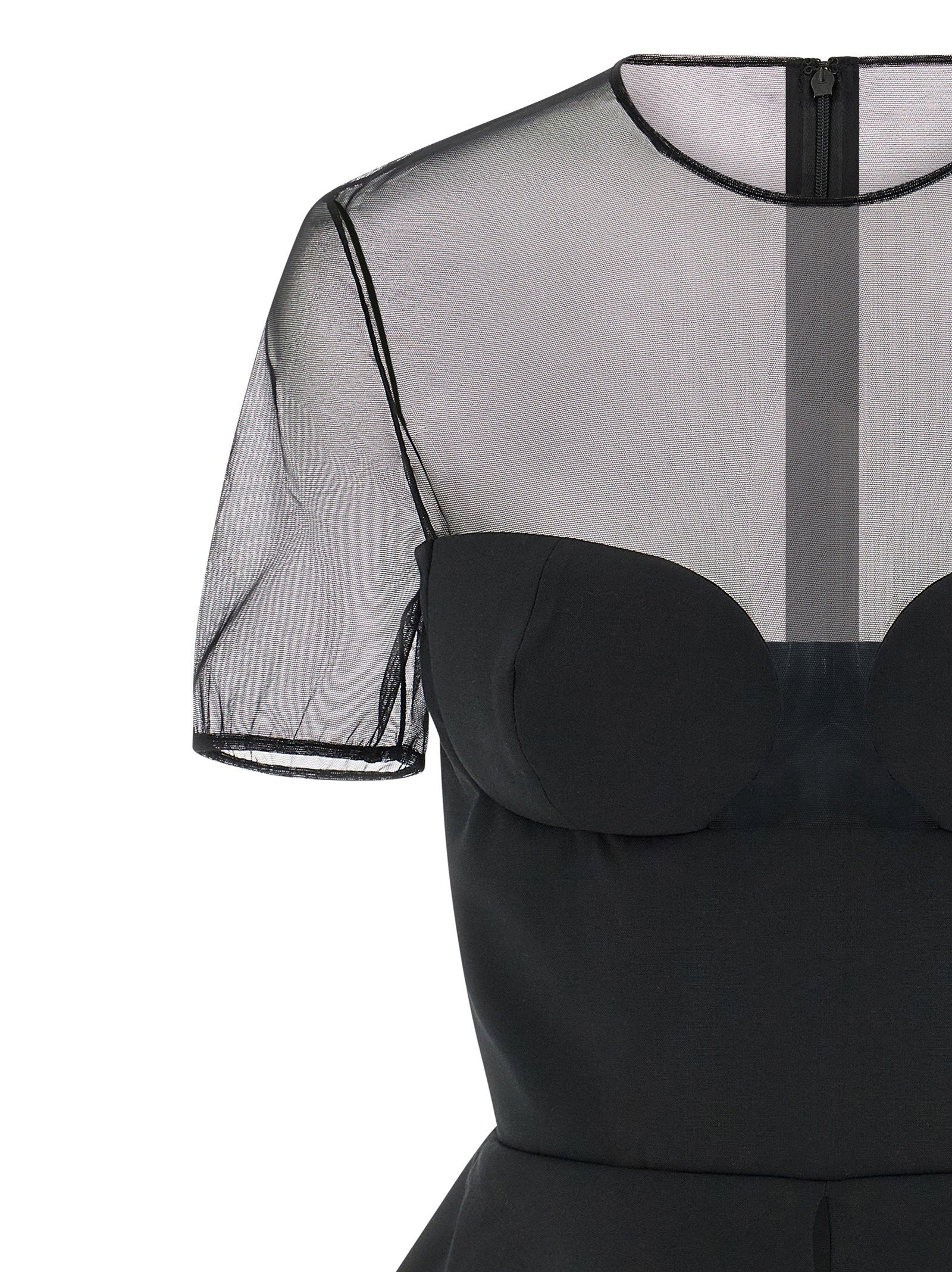 Nensi Dojaka Tailored Bustier With Sheer Neckline Top