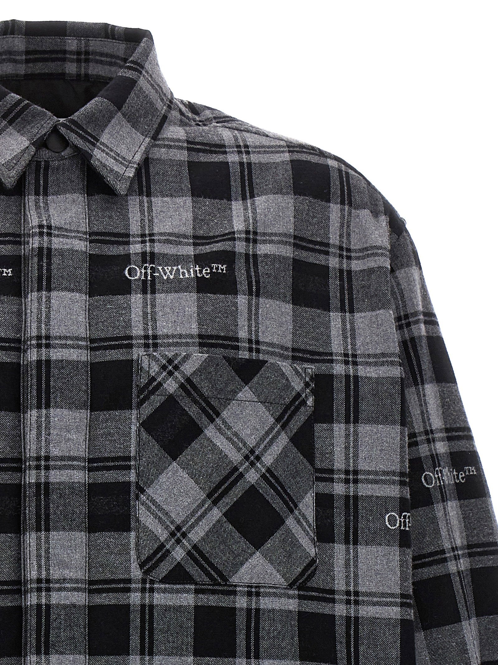Off White Check Flannel Padded Jacket
