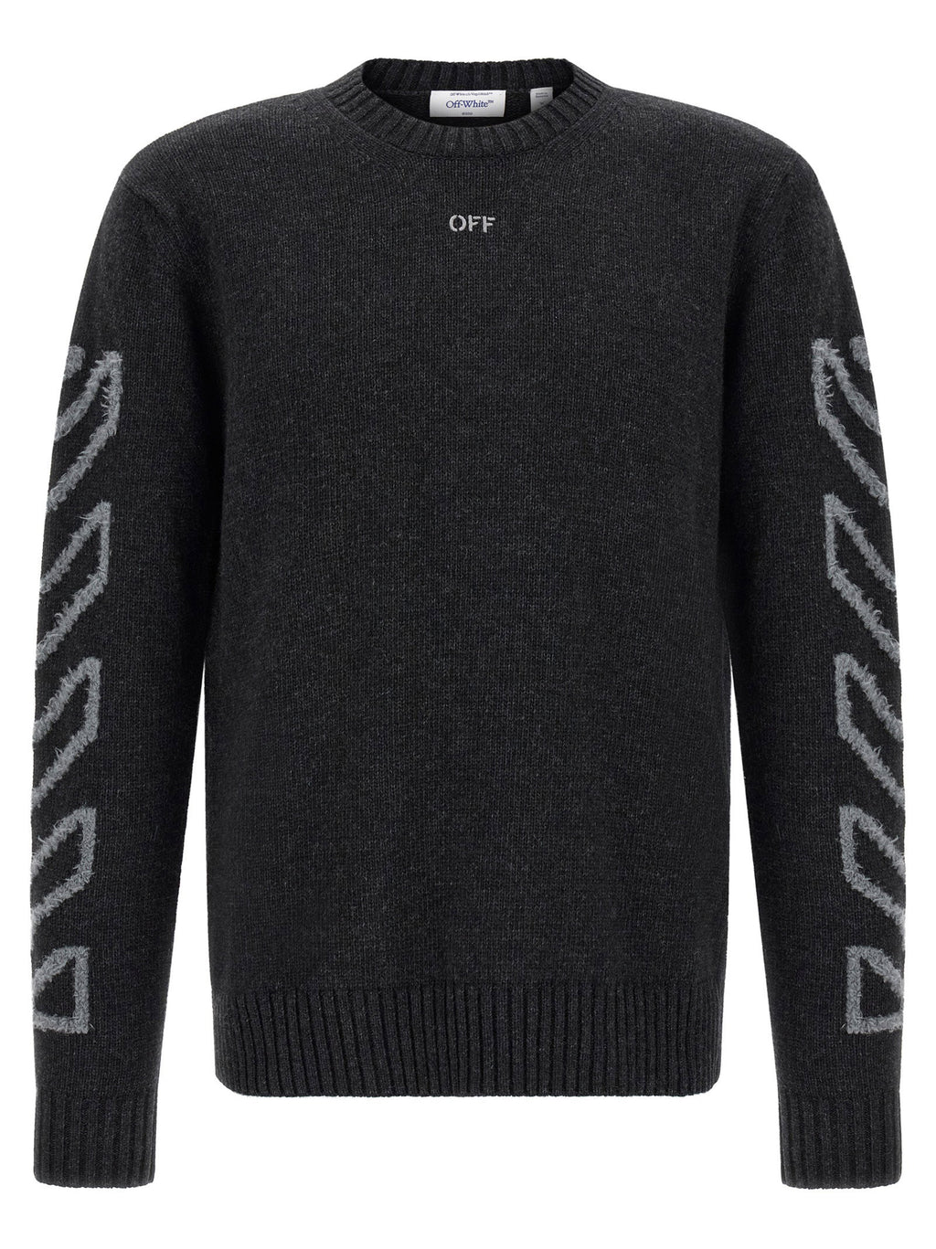 Off White Diag Arrow Fuzzy Sweater With Intarsia