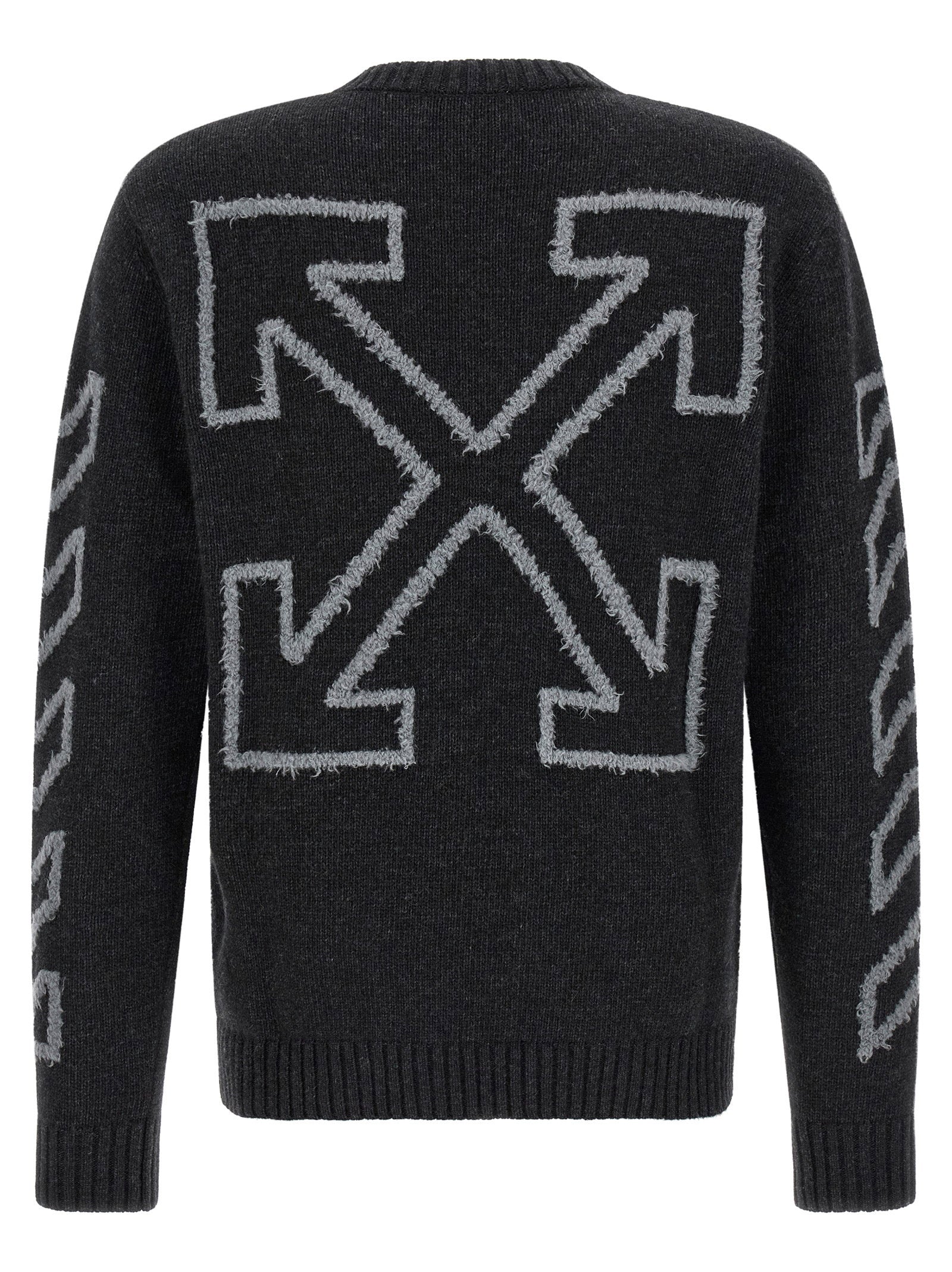 Off White Diag Arrow Fuzzy Sweater With Intarsia