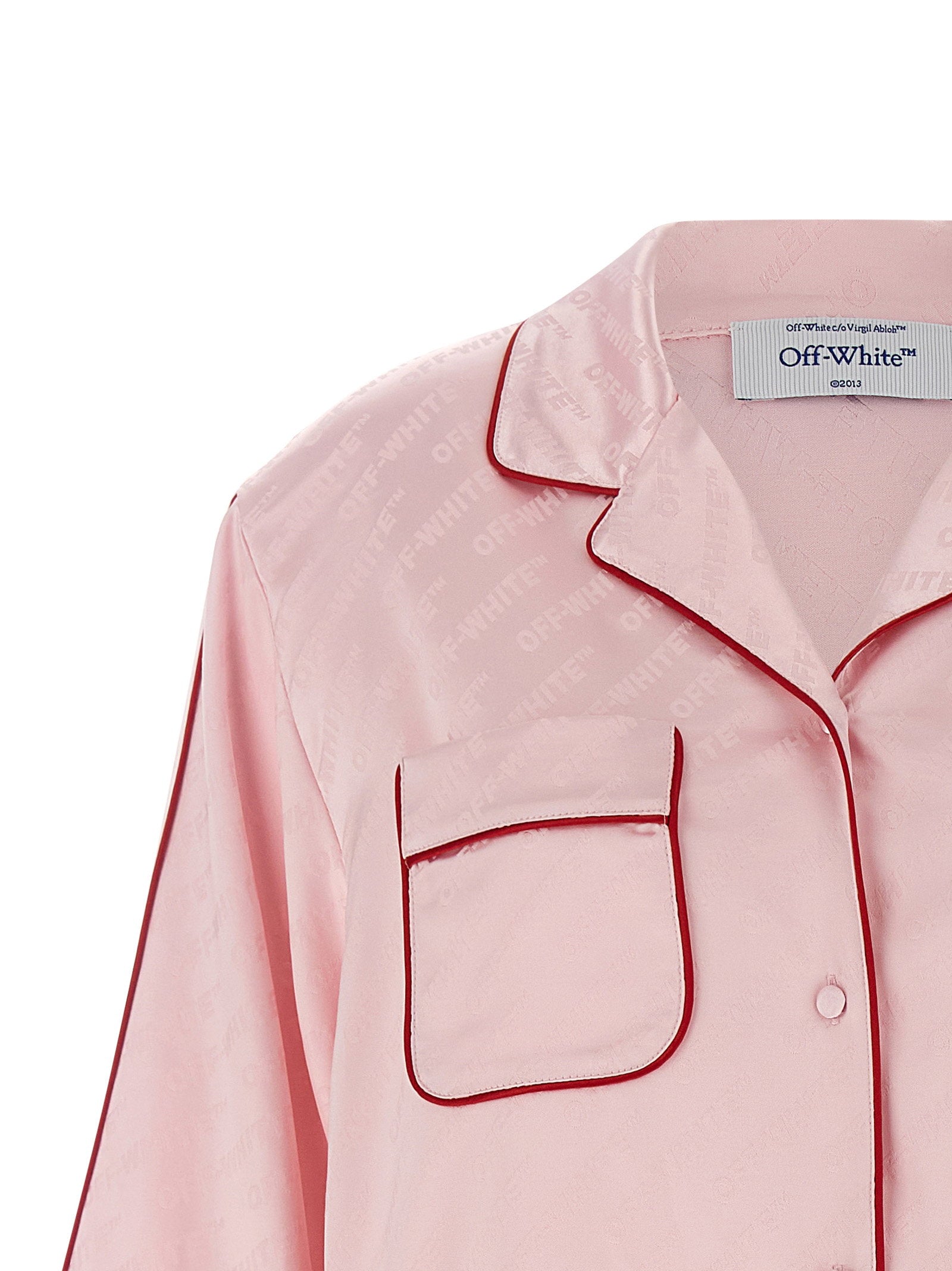 Off White Jacquard Satin New Roxy Pajama Shirt