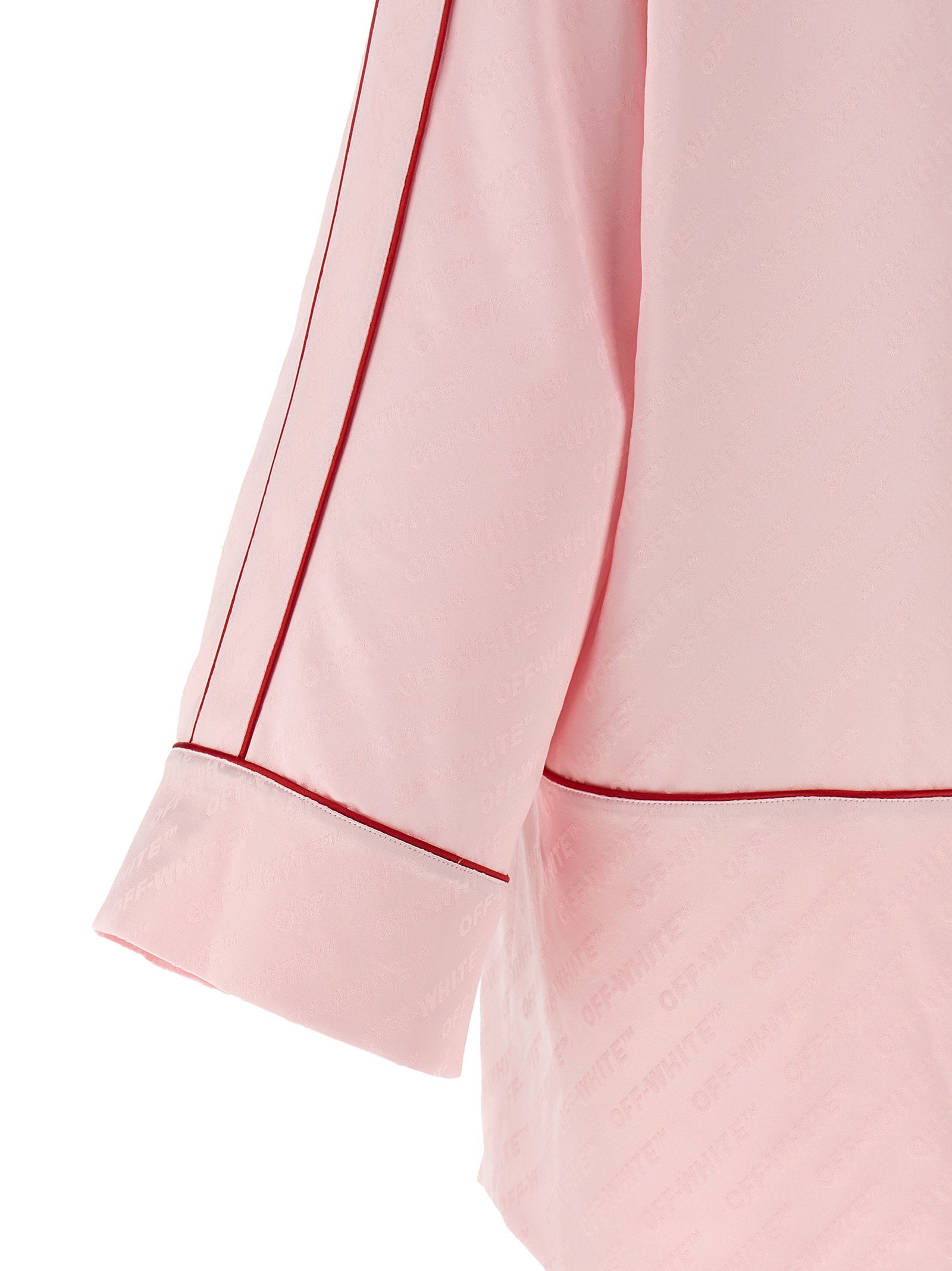 Off White Jacquard Satin New Roxy Pajama Shirt