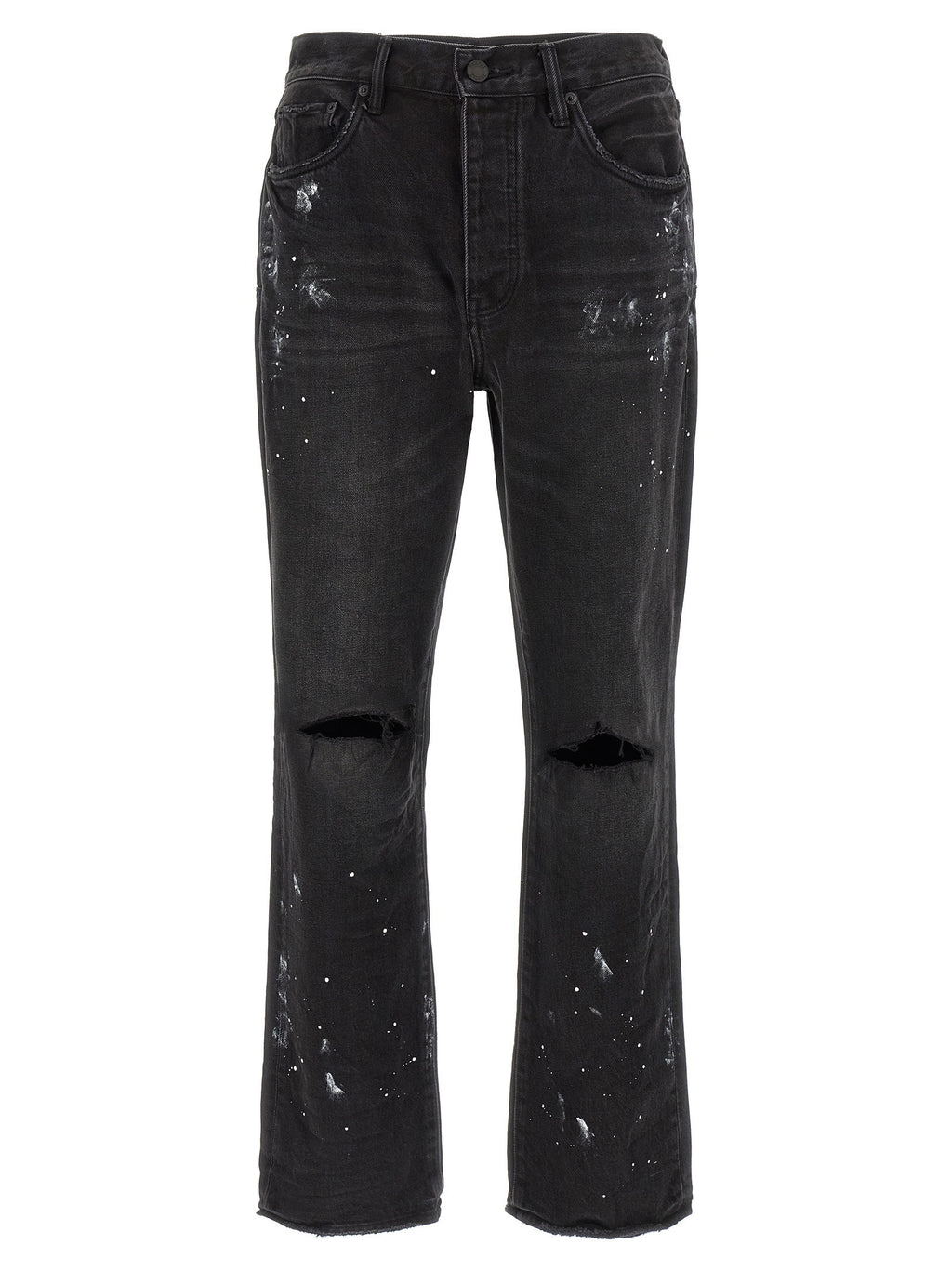 Purple P011 Knee Slit Paint Jeans