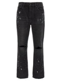 Purple P011 Knee Slit Paint Jeans
