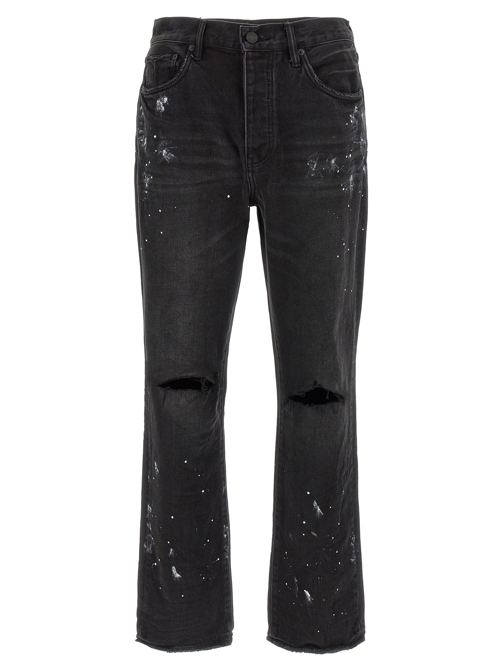 Purple P011 Knee Slit Paint Jeans