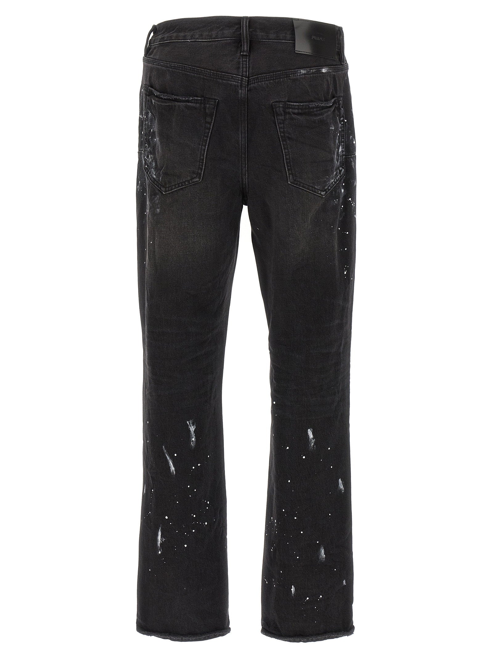 Purple P011 Knee Slit Paint Jeans
