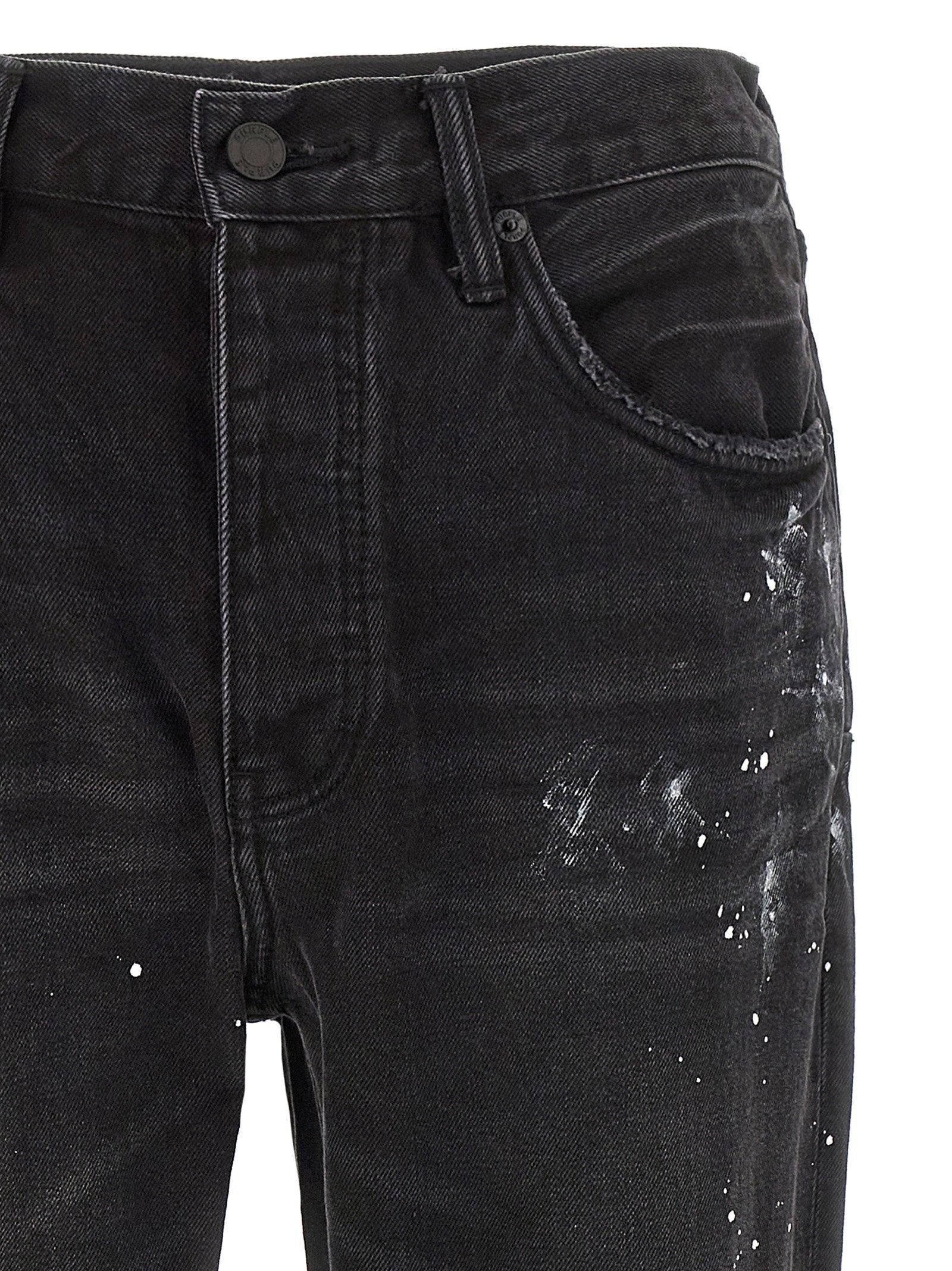 Purple P011 Knee Slit Paint Jeans