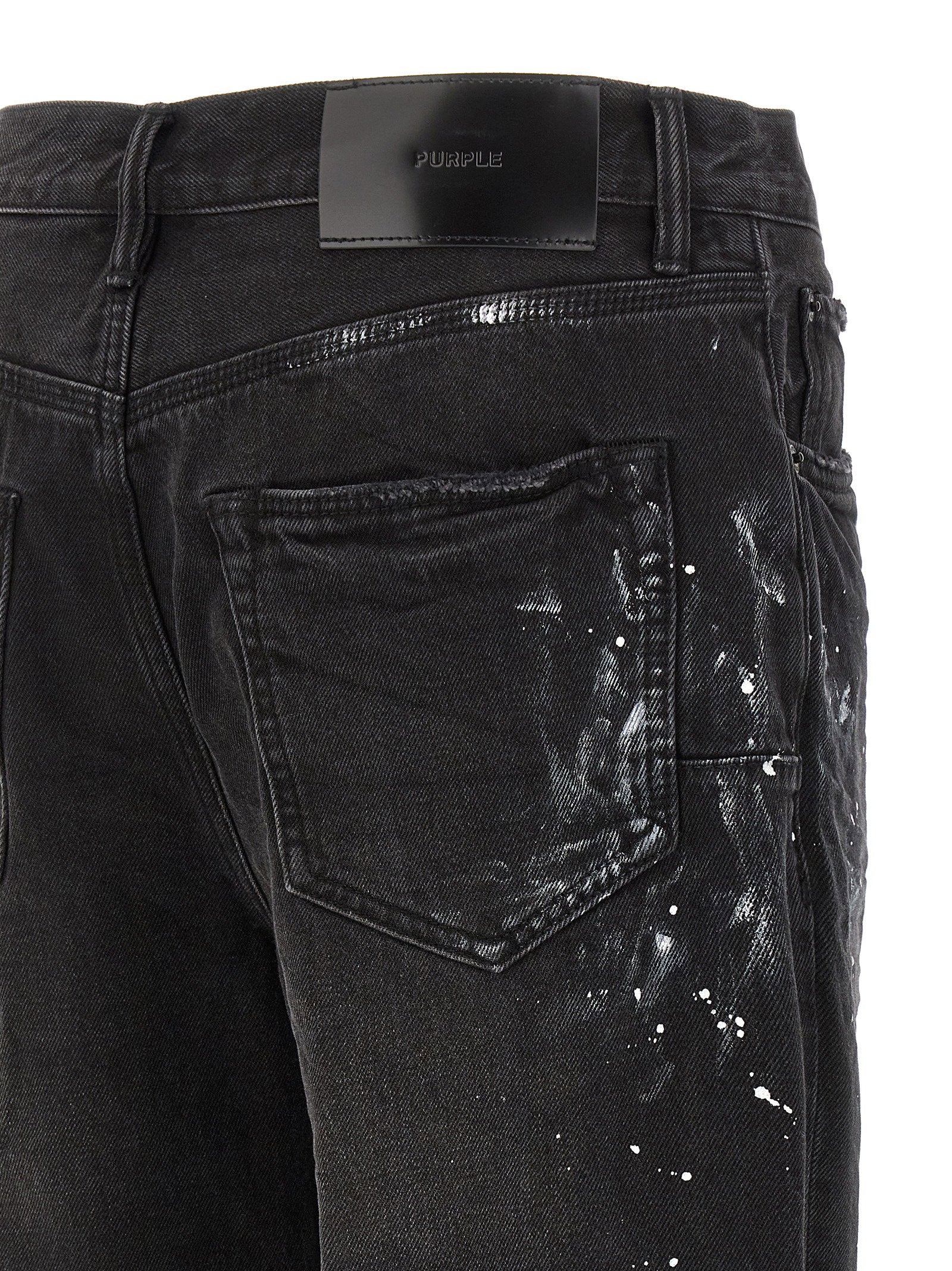 Purple P011 Knee Slit Paint Jeans