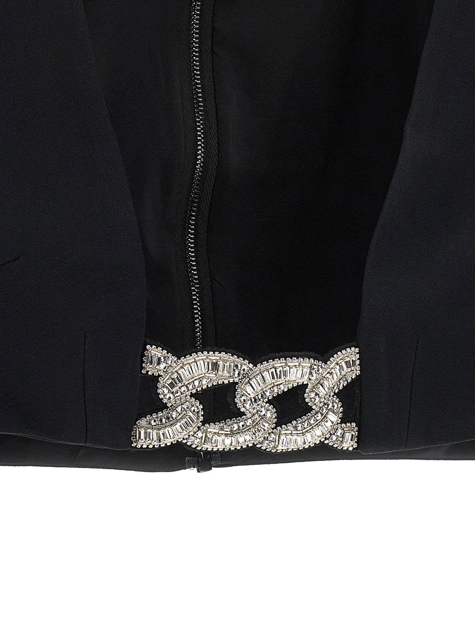 David Koma Top 3d Crystsal Chain And Square Neck