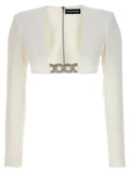 David Koma Top 3d Crystsal Chain And Square Neck