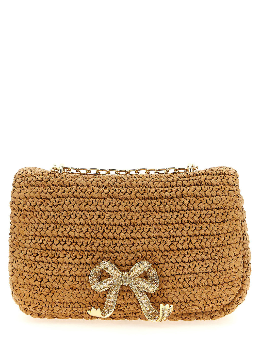 Self-Portrait Raffia Bow Charm Shoulder Bag