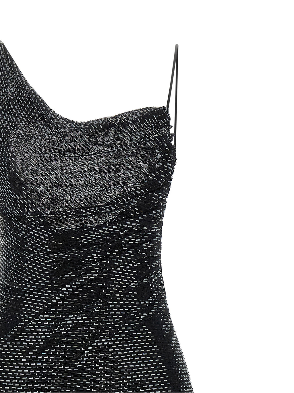 Self-Portrait Black Rhinestone Draped Maxi Dress