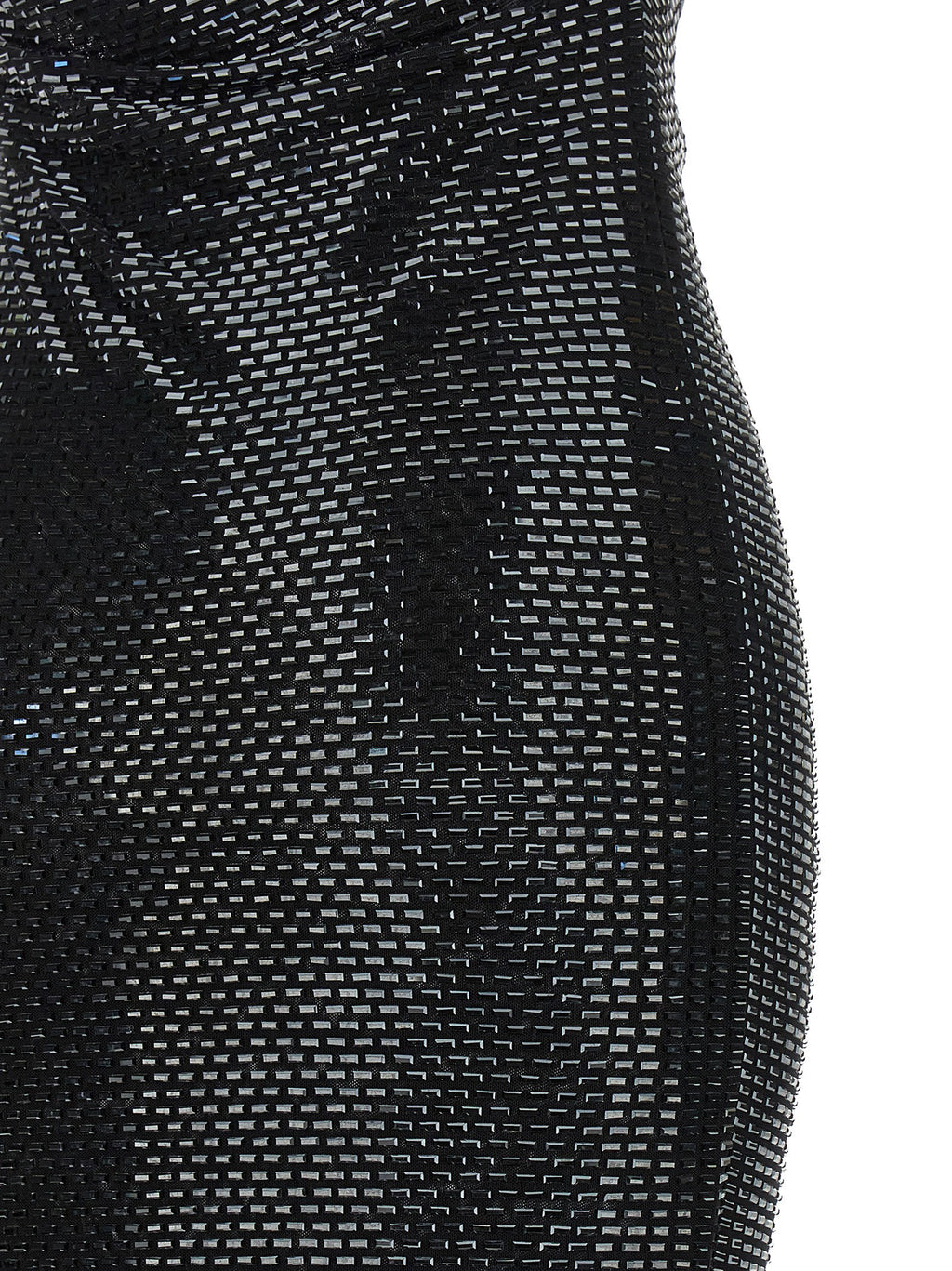 Self-Portrait Black Rhinestone Draped Maxi Dress