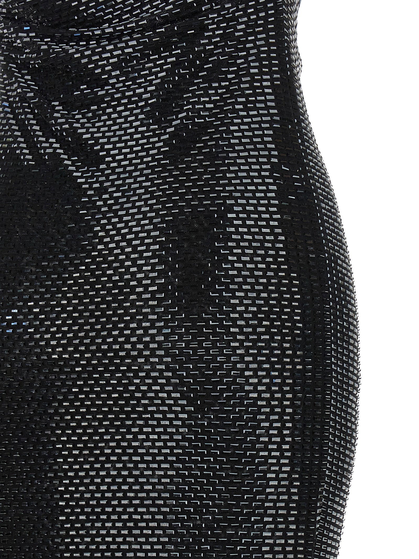 Self-Portrait Black Rhinestone Draped Maxi Dress