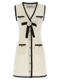 Self-Portrait White Pointelle Knit Mini Dress
