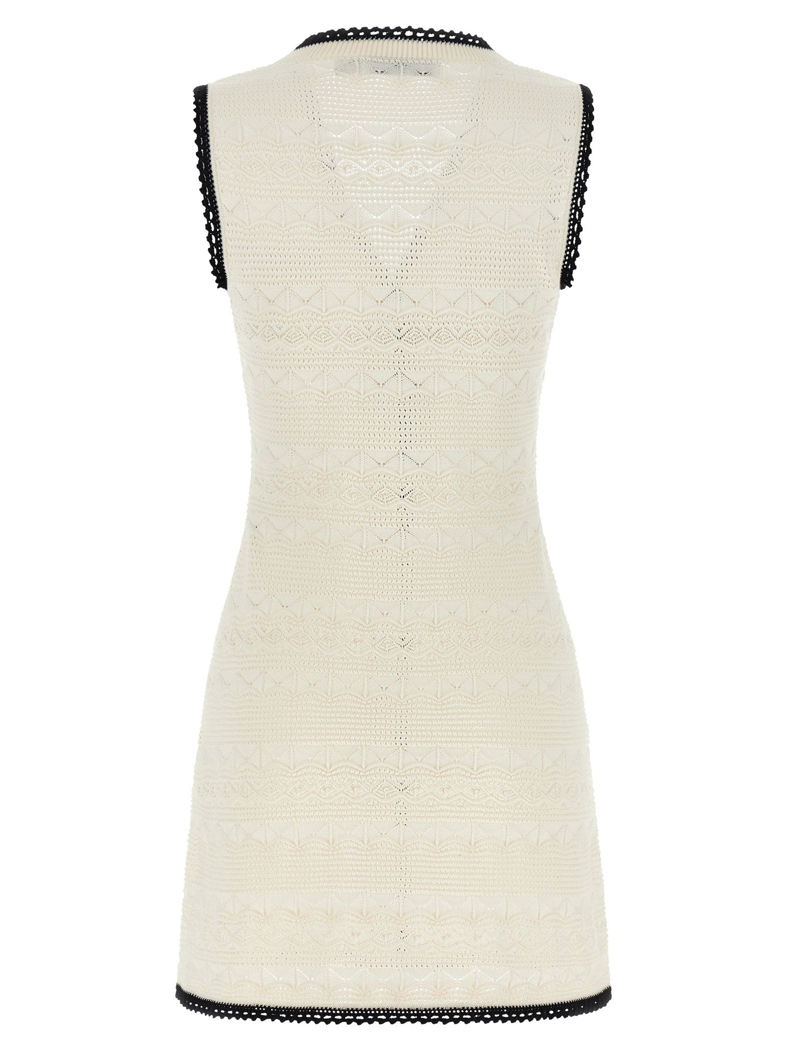 Self-Portrait White Pointelle Knit Mini Dress